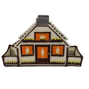 Handmade Plastic Canvas Needlepoint House Napkin Mail Holder Salt & Pepper Slots